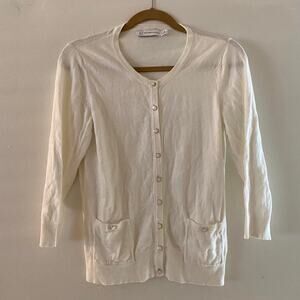 White button up cardigan sweater Pearl white buttons